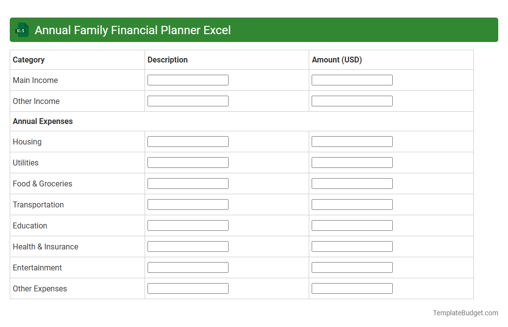 Annual Family Financial Planner Excel