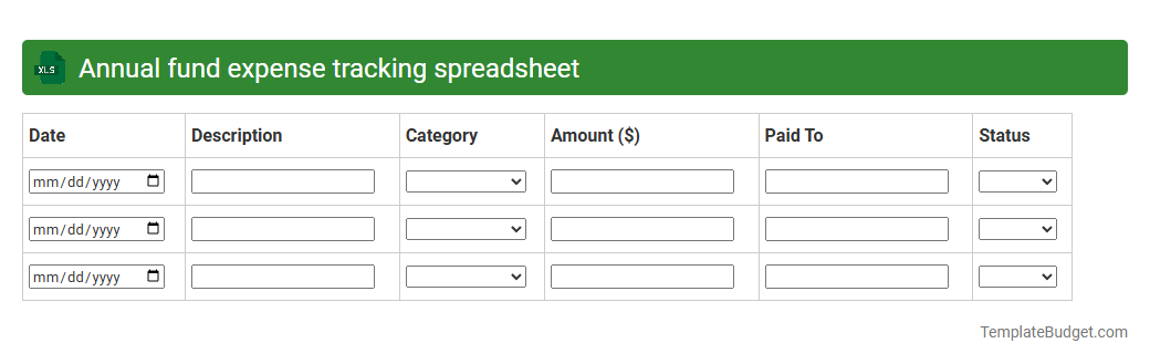 Annual fund expense tracking spreadsheet