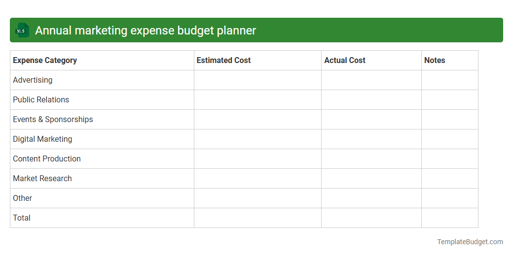 Annual marketing expense budget planner