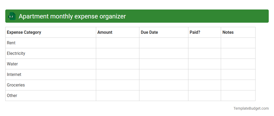 Apartment monthly expense organizer