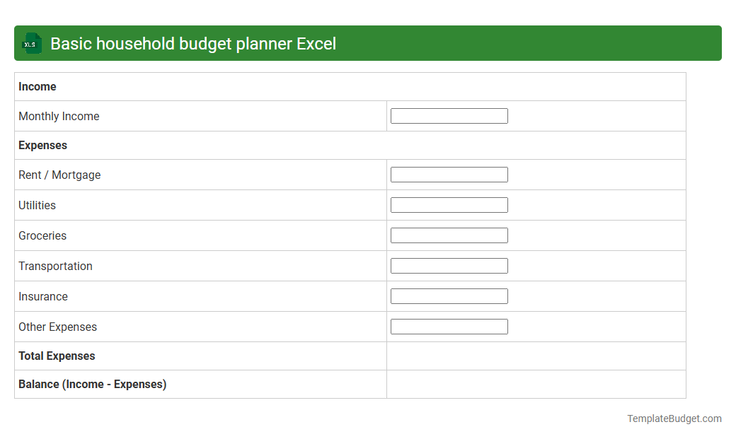 Basic household budget planner Excel