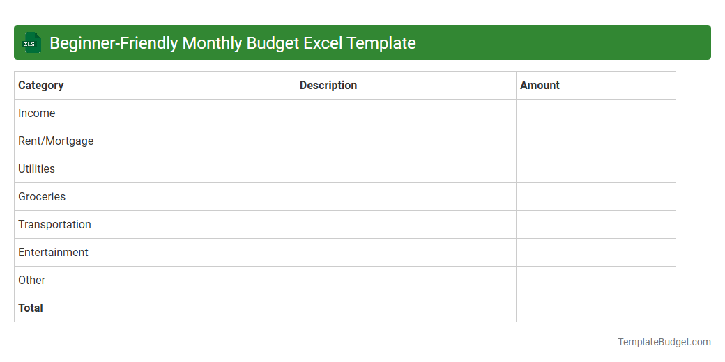 Beginner-Friendly Monthly Budget Excel Template