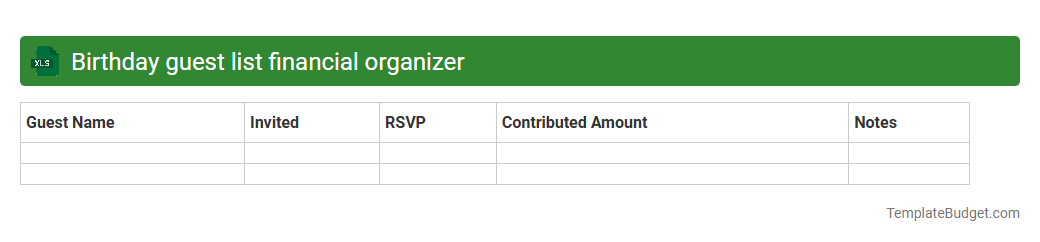 Birthday guest list financial organizer
