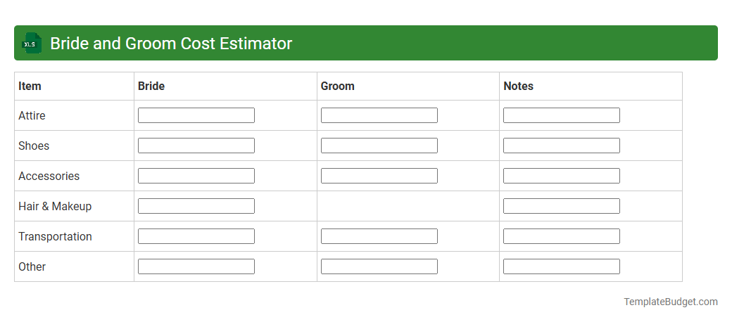 Bride and Groom Cost Estimator
