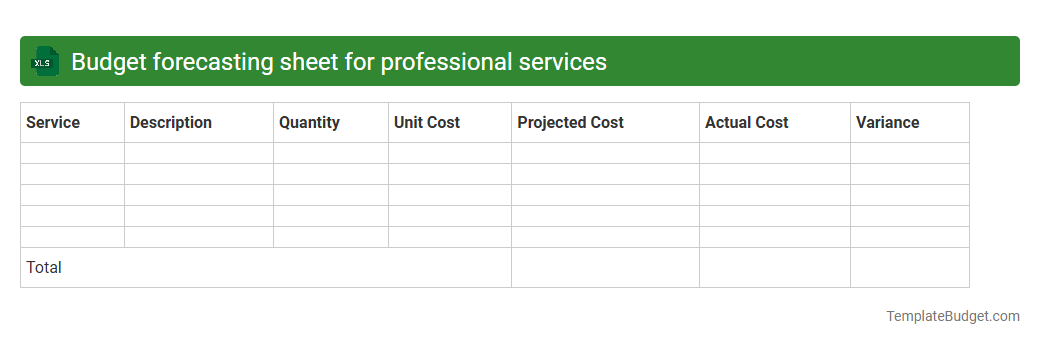 Budget forecasting sheet for professional services