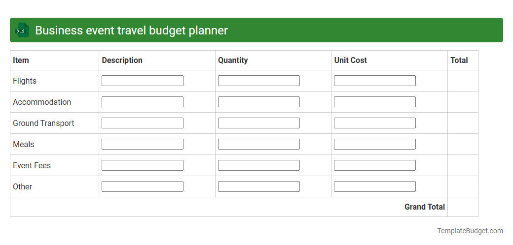 Business event travel budget planner