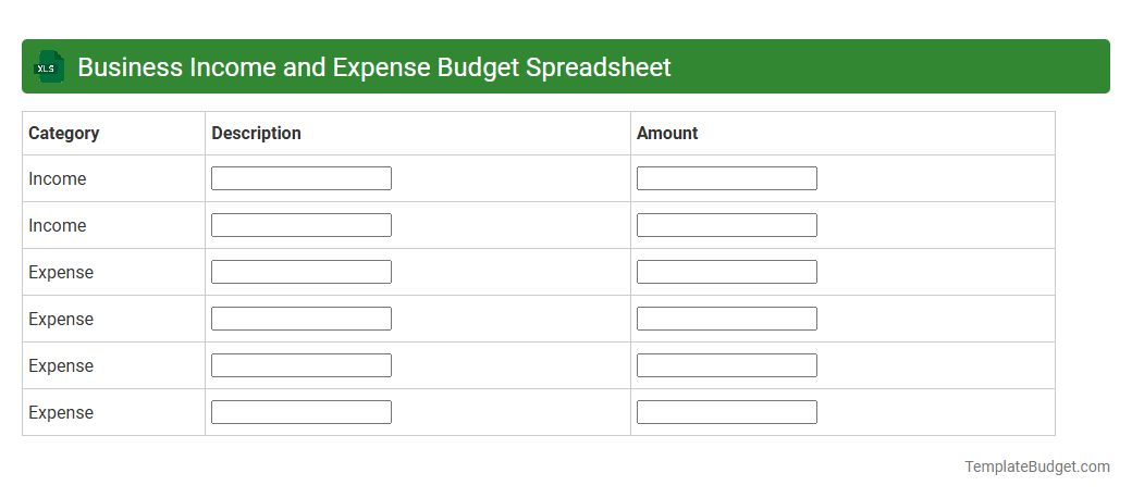 Business Income and Expense Budget Spreadsheet
