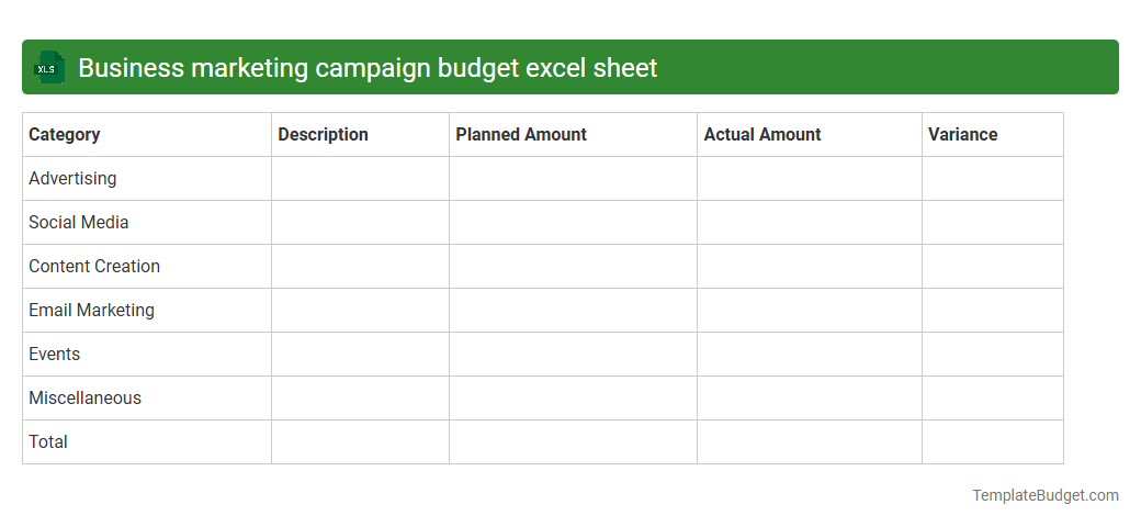 Business marketing campaign budget excel sheet