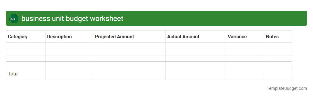 business unit budget worksheet