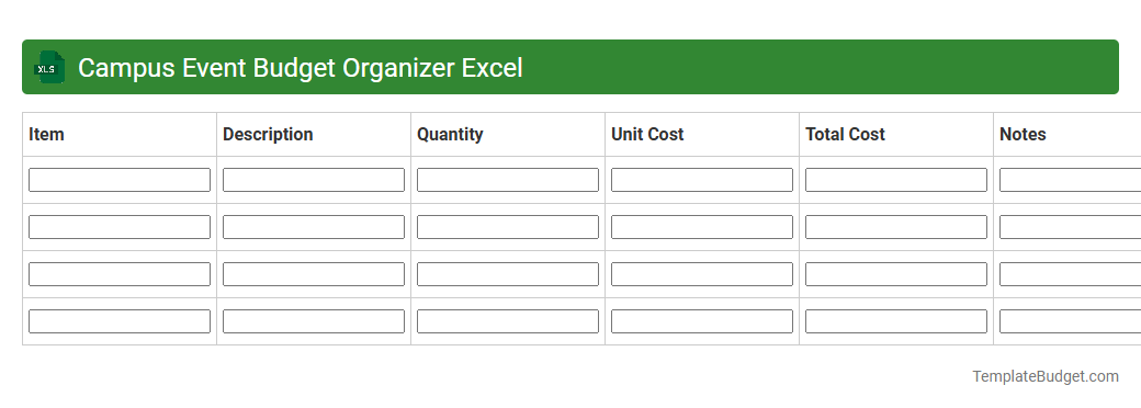 Campus Event Budget Organizer Excel