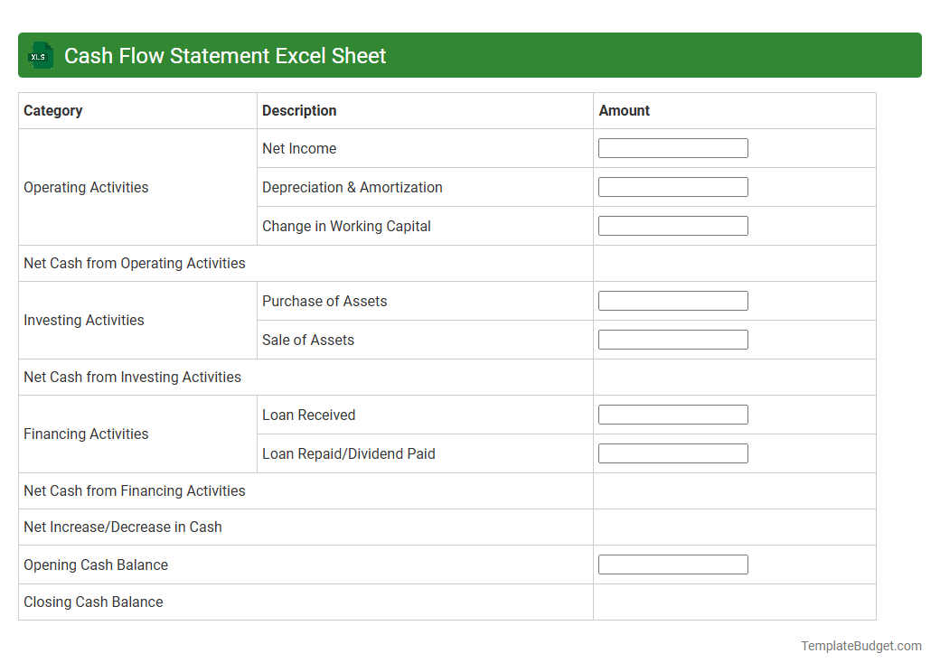 Cash Flow Statement Excel Sheet