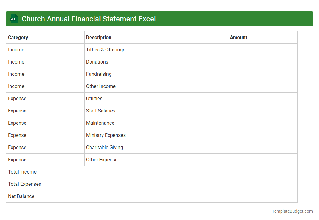 Church Annual Financial Statement Excel