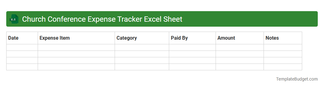 Church Conference Expense Tracker Excel Sheet