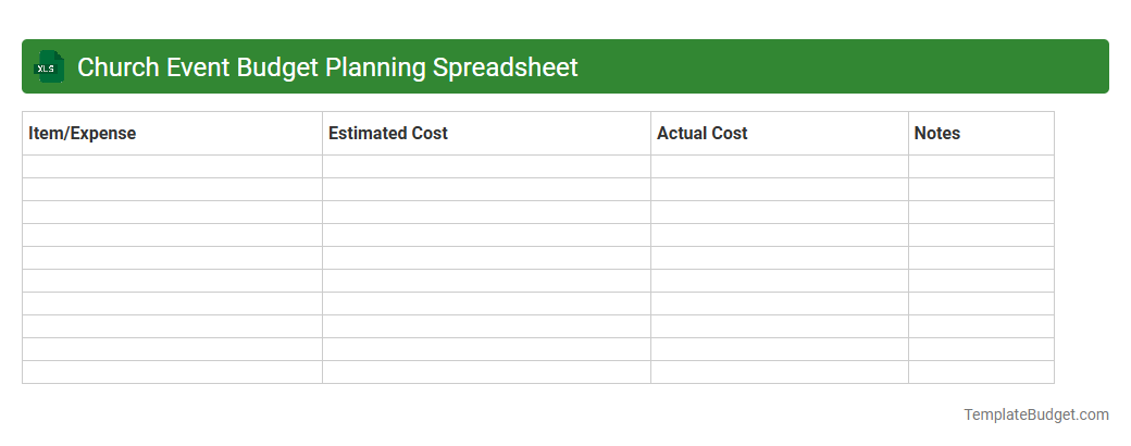 Church Event Budget Planning Spreadsheet