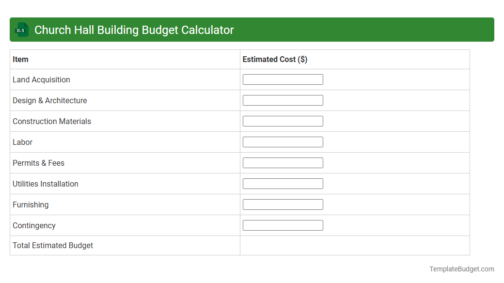 Church Hall Building Budget Calculator