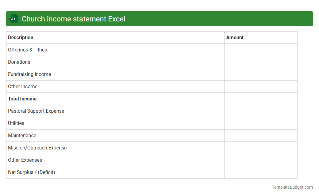 Church income statement Excel