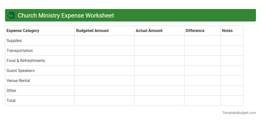 Church Ministry Expense Worksheet