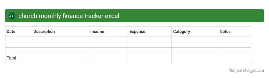 church monthly finance tracker excel