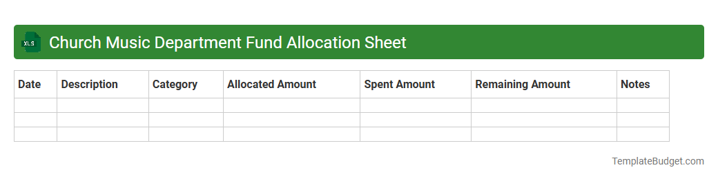 Church Music Department Fund Allocation Sheet