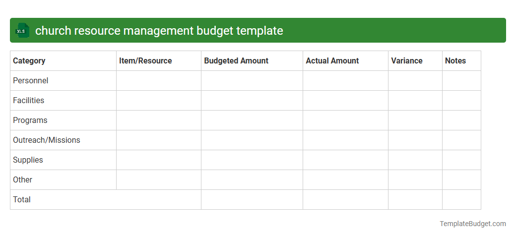 church resource management budget template