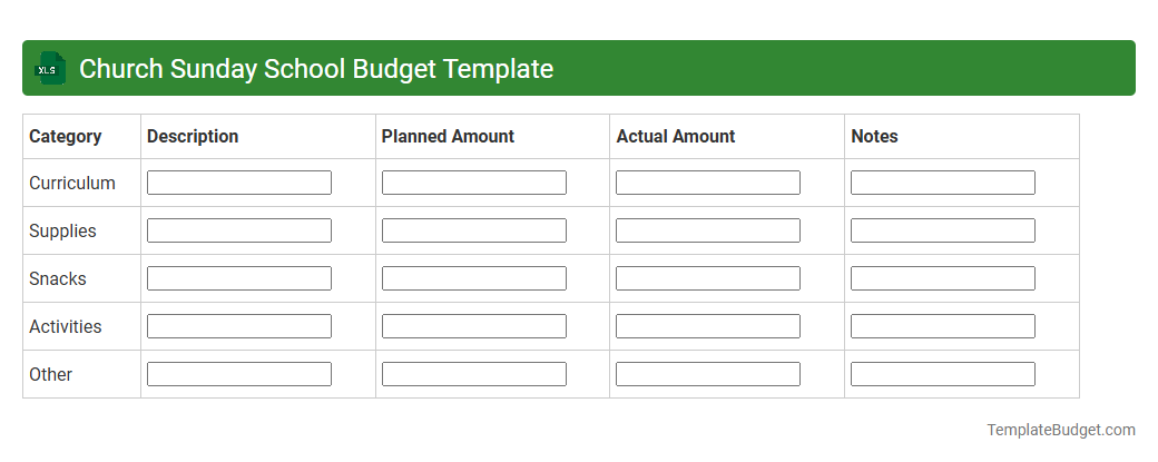 Church Sunday School Budget Template