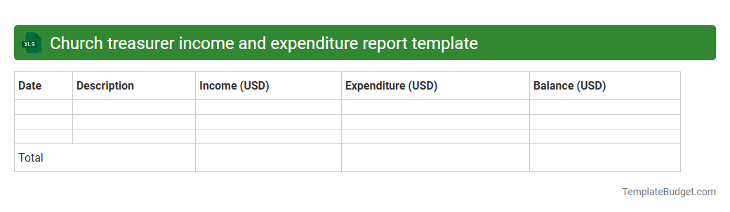 Church treasurer income and expenditure report template
