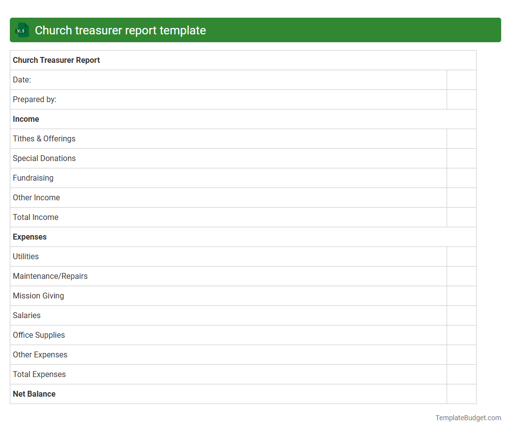 Church treasurer report template
