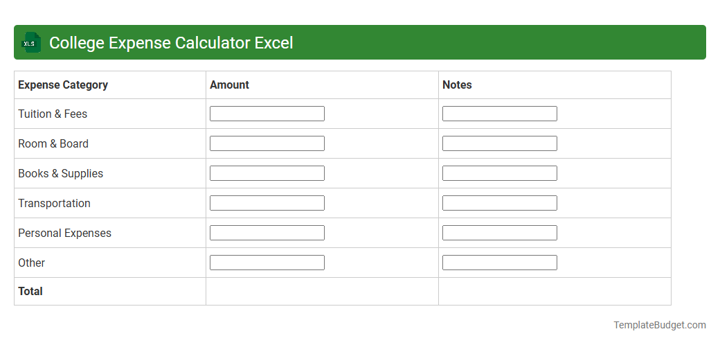 College Expense Calculator Excel