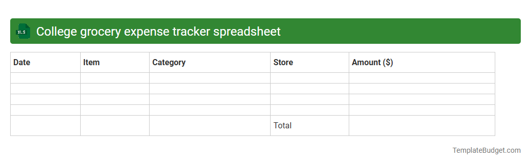 College grocery expense tracker spreadsheet