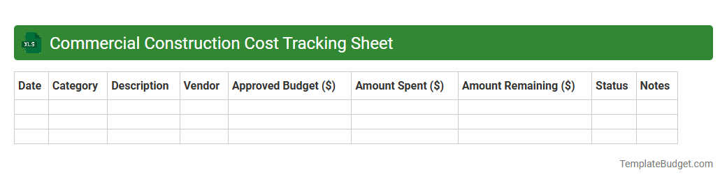 Commercial Construction Cost Tracking Sheet