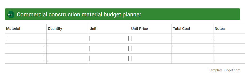 Commercial construction material budget planner