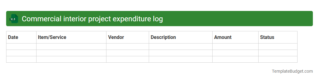 Commercial interior project expenditure log
