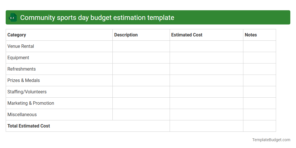 Community sports day budget estimation template