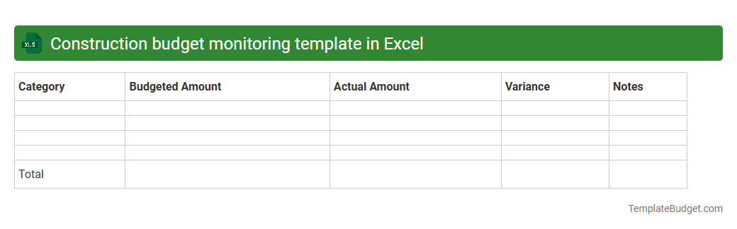 Construction budget monitoring template in Excel