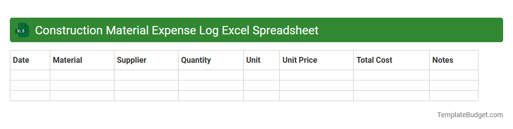 Construction Material Expense Log Excel Spreadsheet