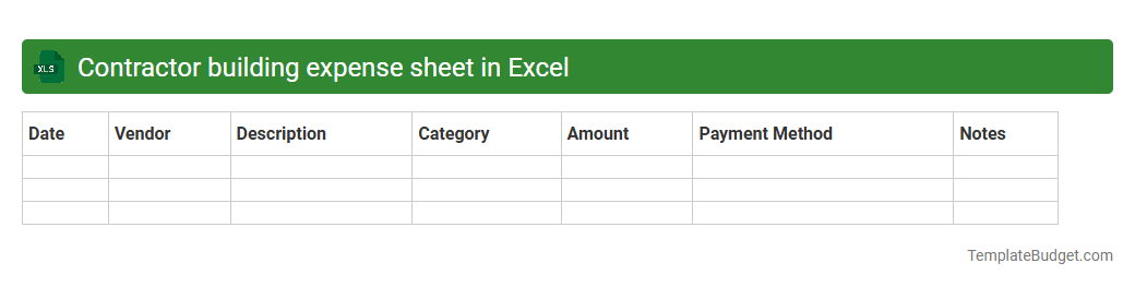 Contractor building expense sheet in Excel