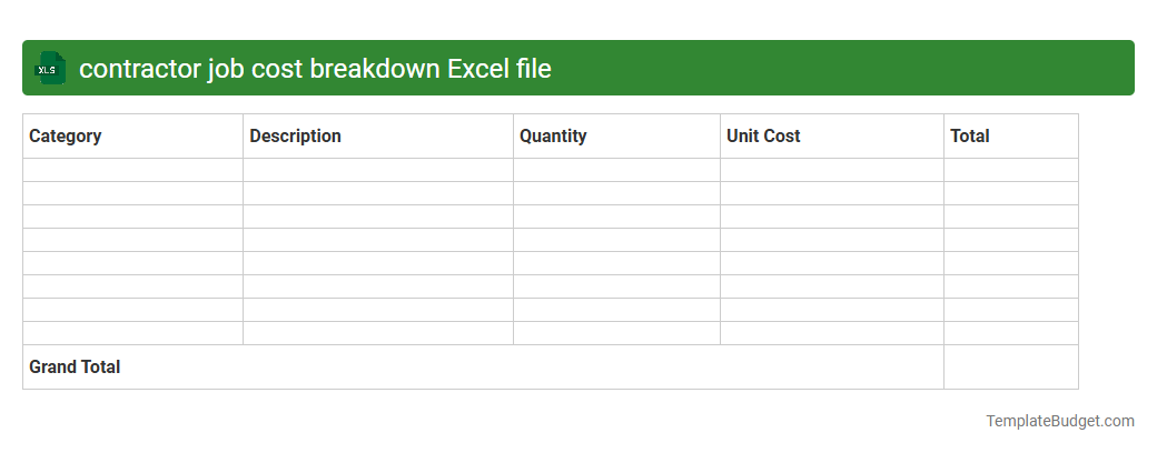 contractor job cost breakdown Excel file