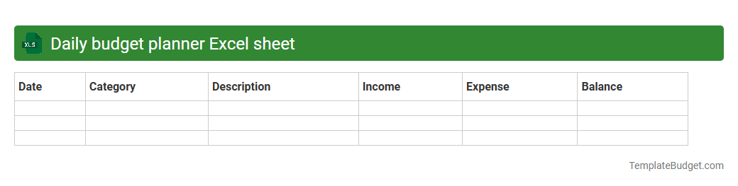 Daily budget planner Excel sheet