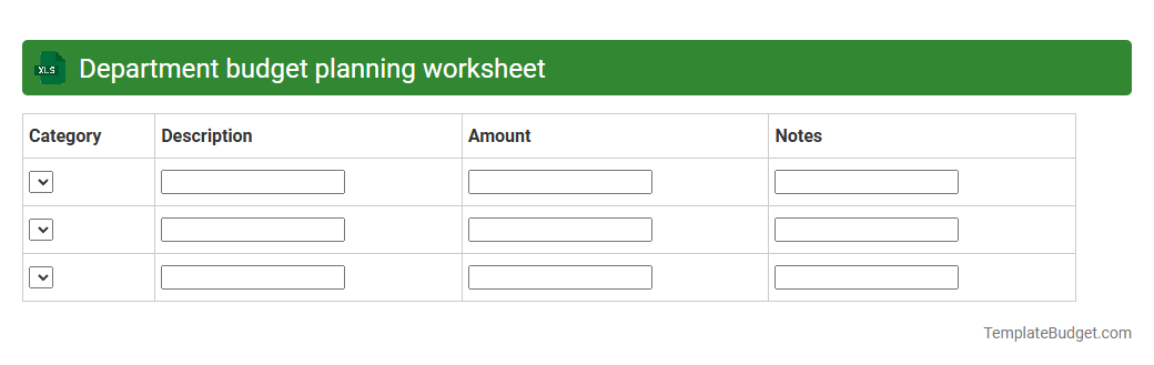 Department budget planning worksheet
