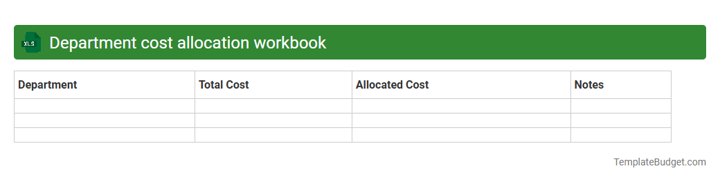 Department cost allocation workbook