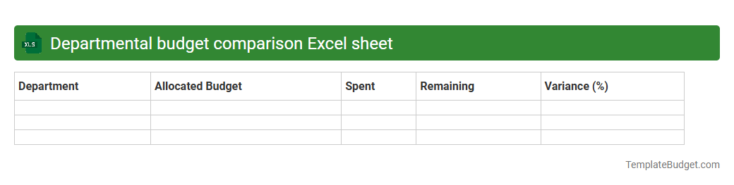 Departmental budget comparison Excel sheet