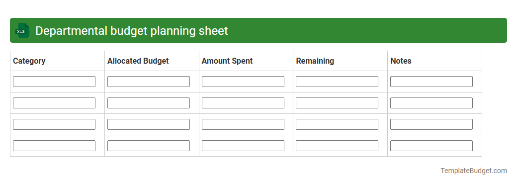 Departmental budget planning sheet