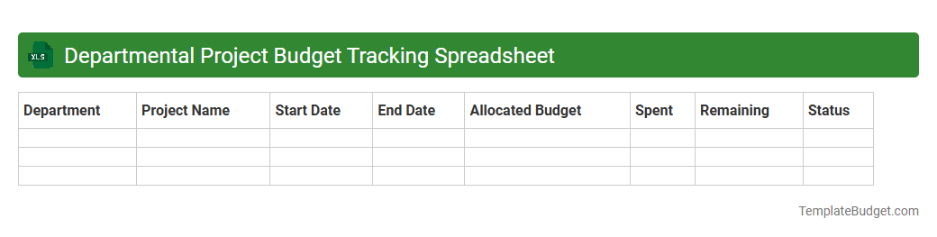 Departmental Project Budget Tracking Spreadsheet