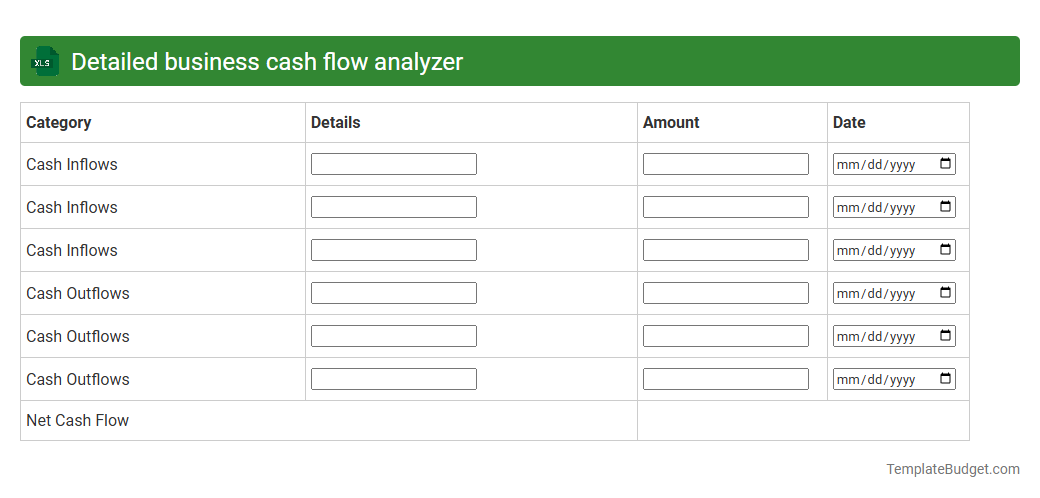 Detailed business cash flow analyzer