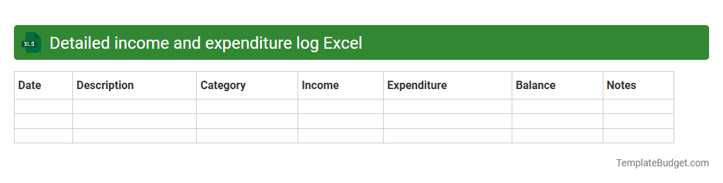 Detailed income and expenditure log Excel