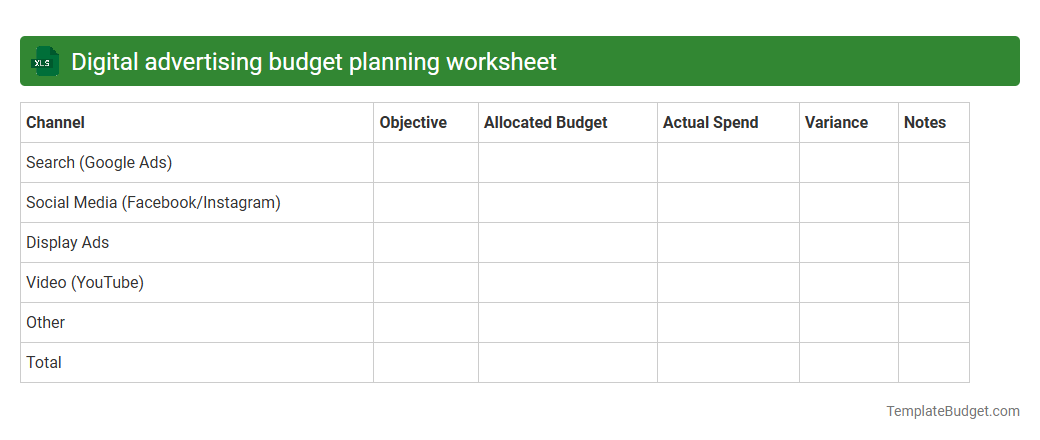 Digital advertising budget planning worksheet