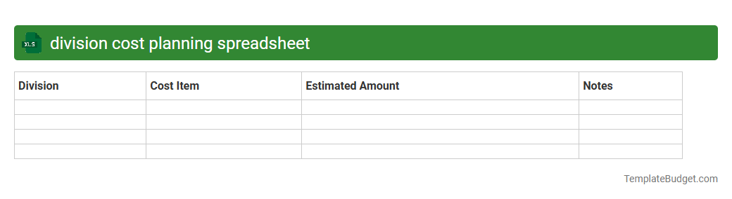 division cost planning spreadsheet