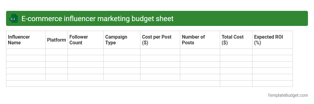 E-commerce influencer marketing budget sheet