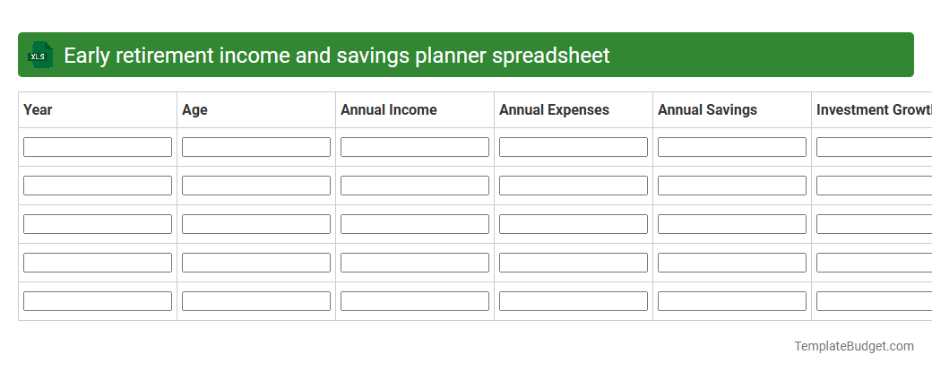 Early retirement income and savings planner spreadsheet
