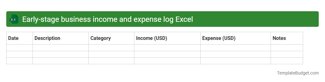 Early-stage business income and expense log Excel